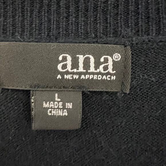 a.n.a. A New Approach Womens Sweater Large Navy Blue Bronze Glitter Threads - Picture 4 of 6